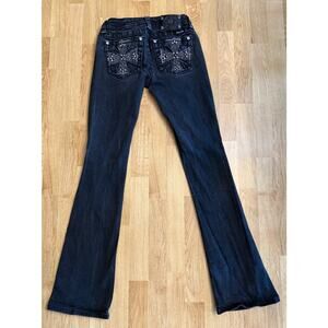 Miss Me Bootcut Jeans Womens Size 25 Black Wash Embroidered Pockets